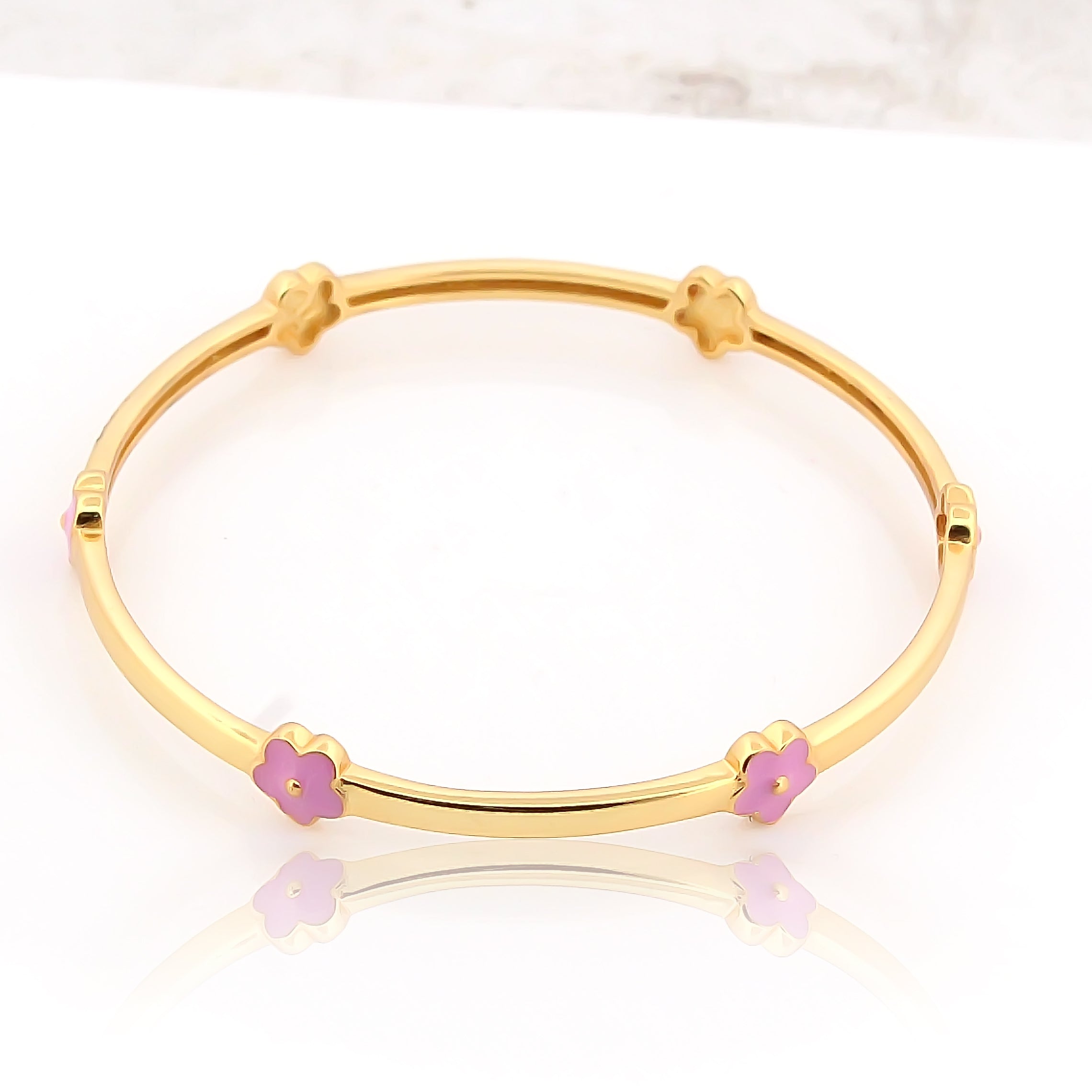 Pink Flowers Bracelet for Kids – 18KT Gold Plated | 925 Sterling Silver | Elegance & Positivity